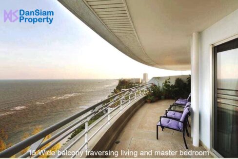 15 Wide balcony traversing living and master bedroom