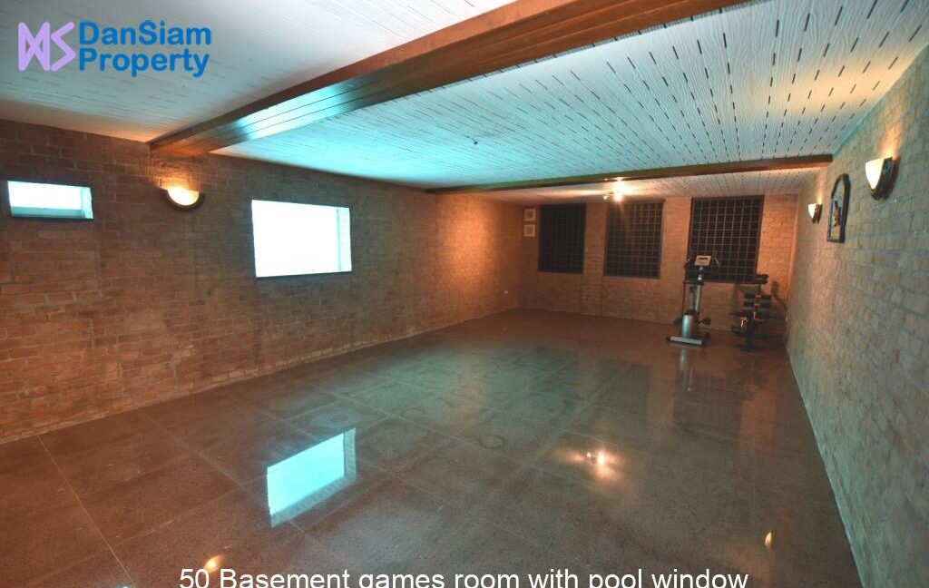 50 Basement games room with pool window