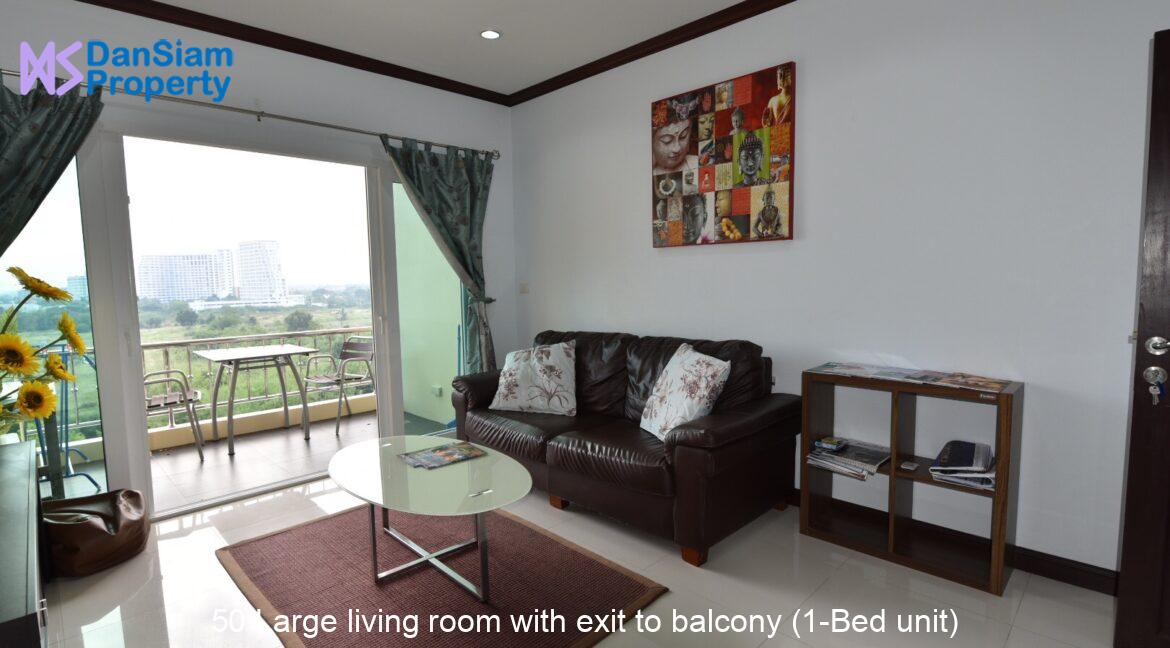50 Large living room with exit to balcony (1-Bed unit)