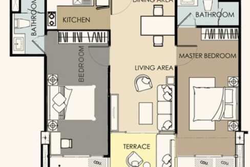90 Condo layout (2 Bedroom)