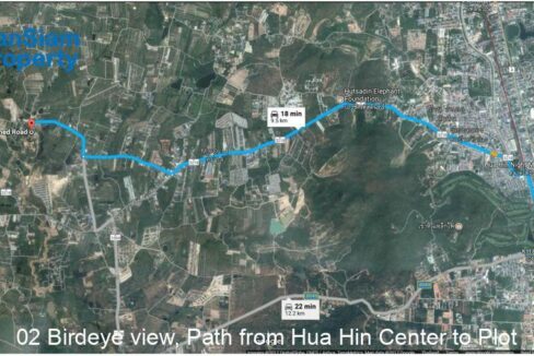 02 Birdeye view, Path from Hua Hin Center to Plot