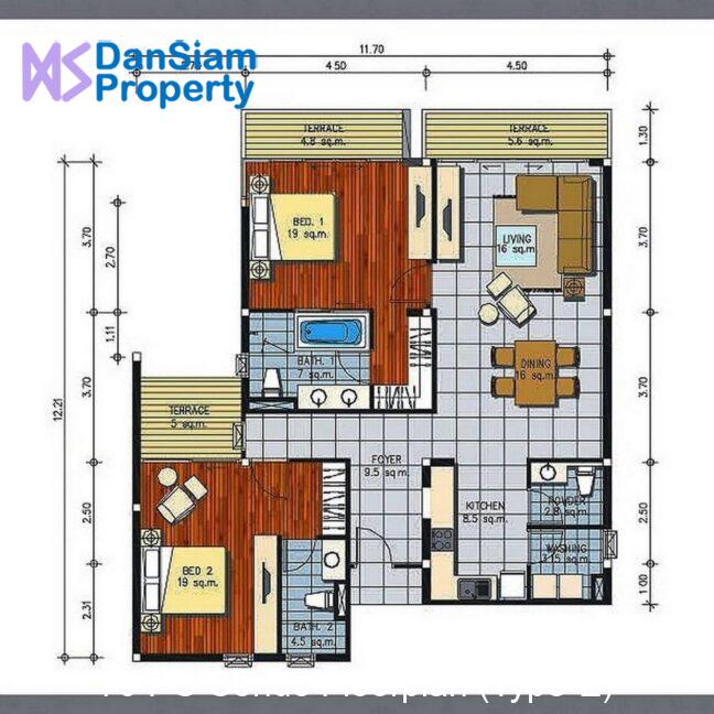 70 PC Condo Floorplan (Type-E)